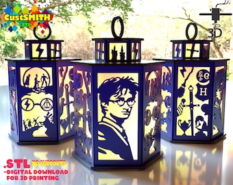 Magic School Lantern STL | 3D Printed Night Light File | Wizard Symbols Fantasy Decor | No Supports Required