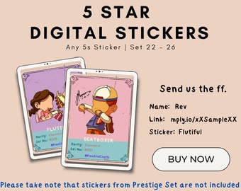 5-sterren digitale stickerkaarten van ds