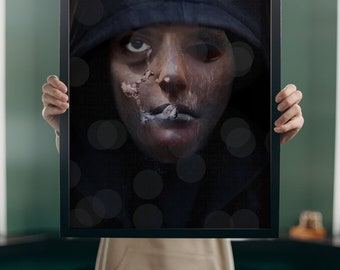 "Face" poster | 30x40 | Digital collage | Print | Wooden frame | Framed poster | Graphics