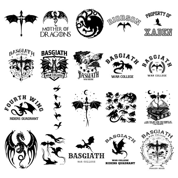 Fourth Wing SVG Bundle, City Of Starlight Svg, Dragon Rider Svg, Basgiath War College Svg, Romantasy Fantasy, Bookish Svg, War College Svg