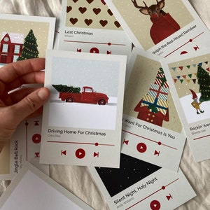 Set de postales navideñas, 10 tarjetas navideñas con música, canciones, villancicos e ilustraciones. Postal acogedora, postal divertida. DESCARGA INMEDIATA EN PDF