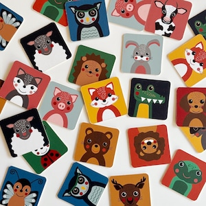 Jeu de mémoire, associez des paires d'animaux, jeu de société pour les enfants et la famille, jeu éducatif à téléchargement immédiat