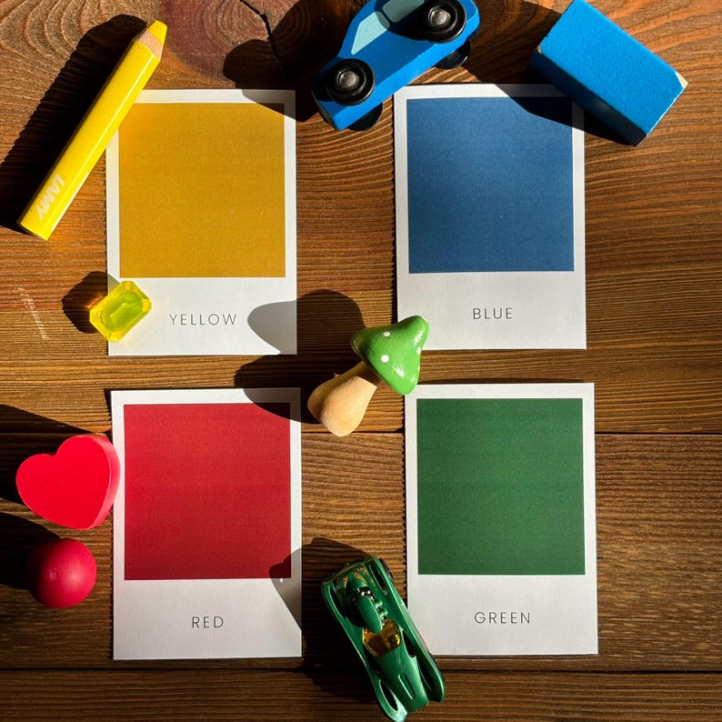 Color Flashcards, 12 Colors, Preschool Educational Cards, Classroom ...