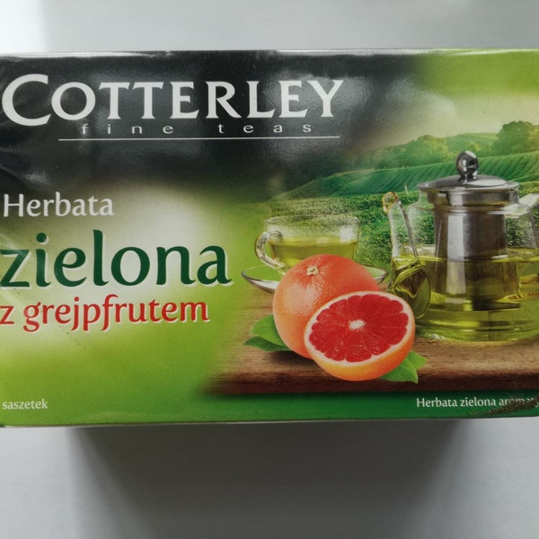 Zielona herbata z grejpfrutem, Cotterley, 40 saszetek, herbata zielona aromatyzowana