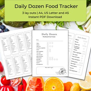 Daily Dozen Food Tracker Checklist: Whole Food Plant-Based Food Tracker (Instant PDF Download)