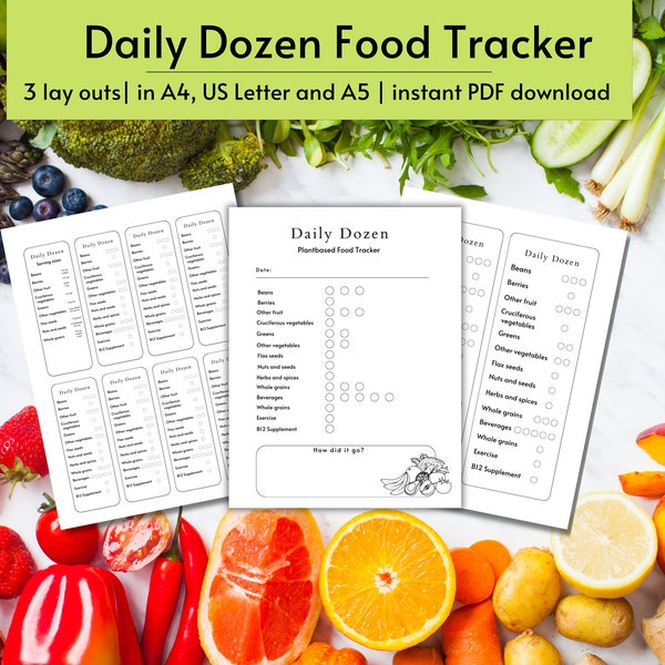 Daily Dozen Checklist Healthy Food Tracker Whole Food Plantbased Food Tracker