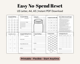 No-Spend Challenge Printable – Gentle Money Reset for January & Beyond, Instant Download