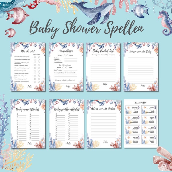Baby Shower spellen Bundel Oceaan thema