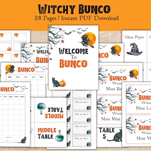 Halloween Bunco Bundle | Witchy Halloween Bunco Printable Set | Instant PDF Download | Printable Halloween Party Game | Witches Bunco Kit