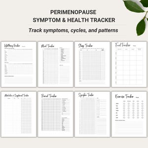 Seguimiento de síntomas y ciclos menstruales de la perimenopausia: seguimiento imprimible de hormonas, estado de ánimo y sueño / Descarga instantánea / Tamaño carta (EE. UU.), A4, A5, Happy Planner