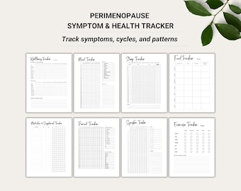 Perimenopause Symptom and Cycle Tracker – Printable Hormones, Mood & Sleep Trackers | Instant download | US Letter, A4, A5, Happy Planner