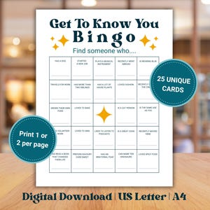 Get to Know You Bingo | Find the Guest Bingo | Mingle Bingo | Find Someone Who Bingo |  Icebreaker Game | Icebreaker Activity