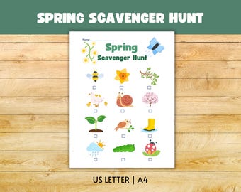 Outdoor Spring Scavenger Hunt Kids | Preschool Outdoor Scavenger Hunt | Outdoor Game Kids | Preschool Activity | Homeschool Spring activity