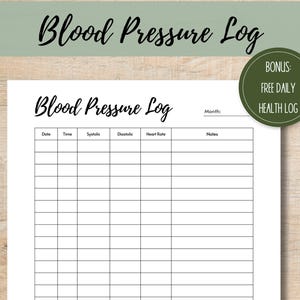 Blood Pressure Log | Blood Pressure Tracker | Medical Tracker | Daily Blood Pressure & Vitals | Blood Pressure Chart | Daily Health Log