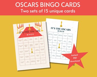 Oscar Party Academy Awards Bingo Game Set 8 Printable Cards - Etsy