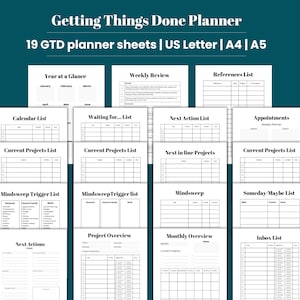 Getting Things Done Planner: GTD planner inserts | Project Management | project planner | task organizer| GTD task management planner |