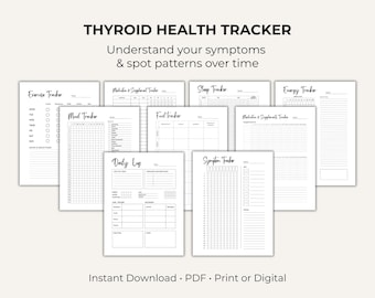 Seguimiento de la salud tiroidea (PDF imprimible) / Registro diario de síntomas y estado de ánimo / Seguimiento de medicamentos, suplementos, sueño, energía y alimentación