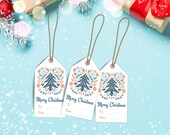 Scandinavian Folk Art Christmas gift tags | Holiday Gift Labels | Scandi Merry Christmas Tags | Nordic Christmas tags | Printable Gift Tags