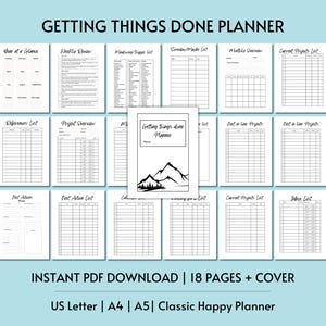 Getting Things Done Planner: GTD planner inserts; project planner, Task organizer, productivity planner, GTD task management planner