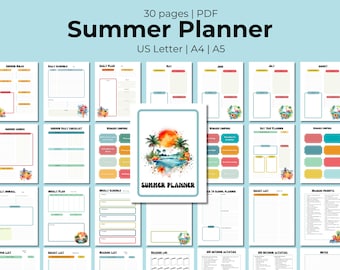 Planer für den Sommer: Kinderaktivitäten, Aufgaben, Ziele (digitaler Download)