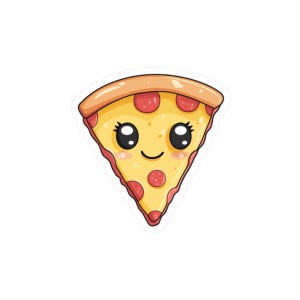 Kawaii Pizza Sticker, Cartoon Food Decal, Cute Slice of Pizza Decor, Fun Laptop Sticker, Vinyl Pizza Decal, Foodie Gift, Planner Sticker