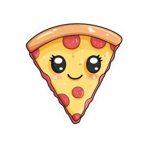 Kawaii Pizza Sticker, Cartoon Food Decal, Cute Slice of Pizza Decor, Fun Laptop Sticker, Vinyl Pizza Decal, Foodie Gift, Planner Sticker