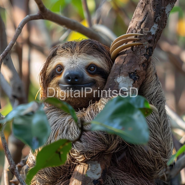 Pygmy Sloth, Endangered Species,Sloth Portrait,Mangrove Dweller,Conservation Effort,Animal realistic image, Nature's Beauty, Serene Wildlife