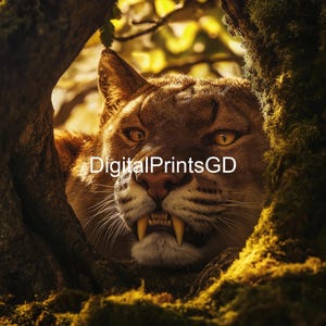 Smilodon Art Print Set, Saber-Toothed Cat Decor, Prehistoric Wildlife, Digital Art Download, Realistic Saber Cat Gift for Wildlife Lovers