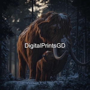 Woolly Mammoth Art Print: Ice Age Landscape (Digital Download)