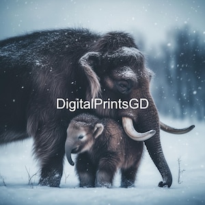 Woolly Mammoth Art Print: Ice Age Wildlife Poster (Digital Download)