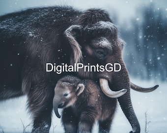 Woolly Mammoth Art Print: Ice Age Wildlife Poster (Digital Download)