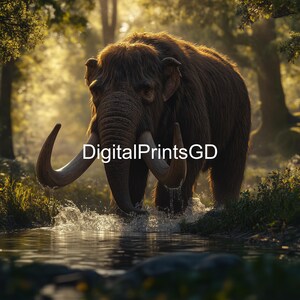 Woolly Mammoth Family Art Print: Ice Age Wildlife Decor (Digital Download)