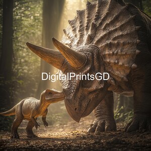 Triceratops Art Print Set: Jurassic Dinosaur Decor (2K Digital Download)