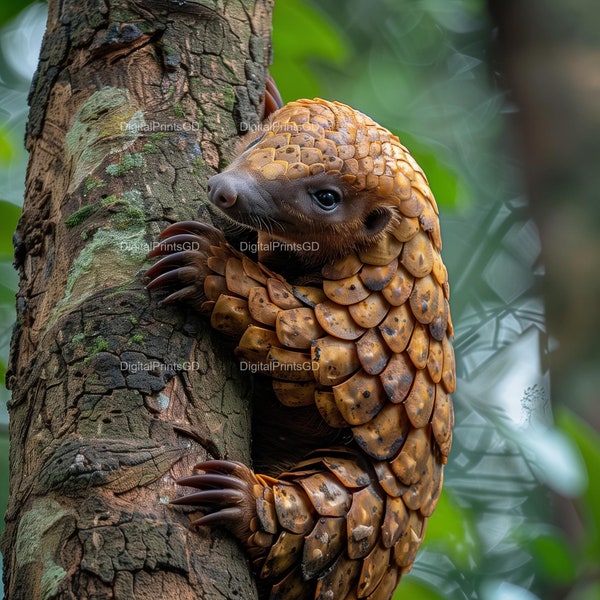 Pangolin Portrait, Sunda Scales, Endangered Pangolin, Nocturnal Creature, Pangolin in Tree, Keratin Clad, Rare Pangolin, Asian Wildlife