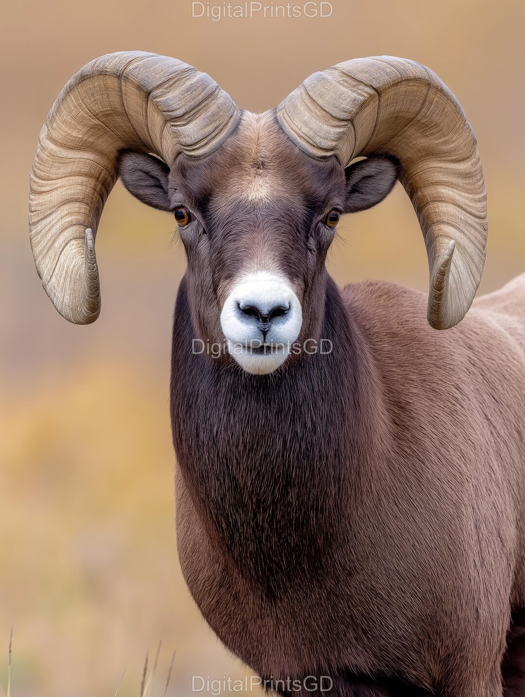 Illustrated Bighorn Sheep Prints Set of 4 | 4K Stylized Animal Artwork ...