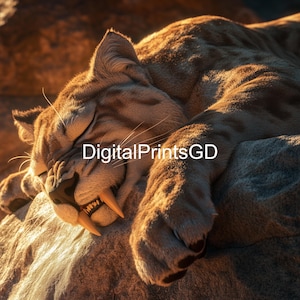 Smilodon Art Print Collection | Ice Age Saber-Tooth Tiger | 2K Realistic Digital Download | Prehistoric Big Cat Decor | Unique Wildlife Gift