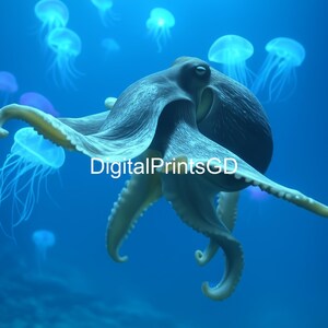 Octopus Art Print: Vibrant Underwater Sea Creature Wall Decor (Digital Download)