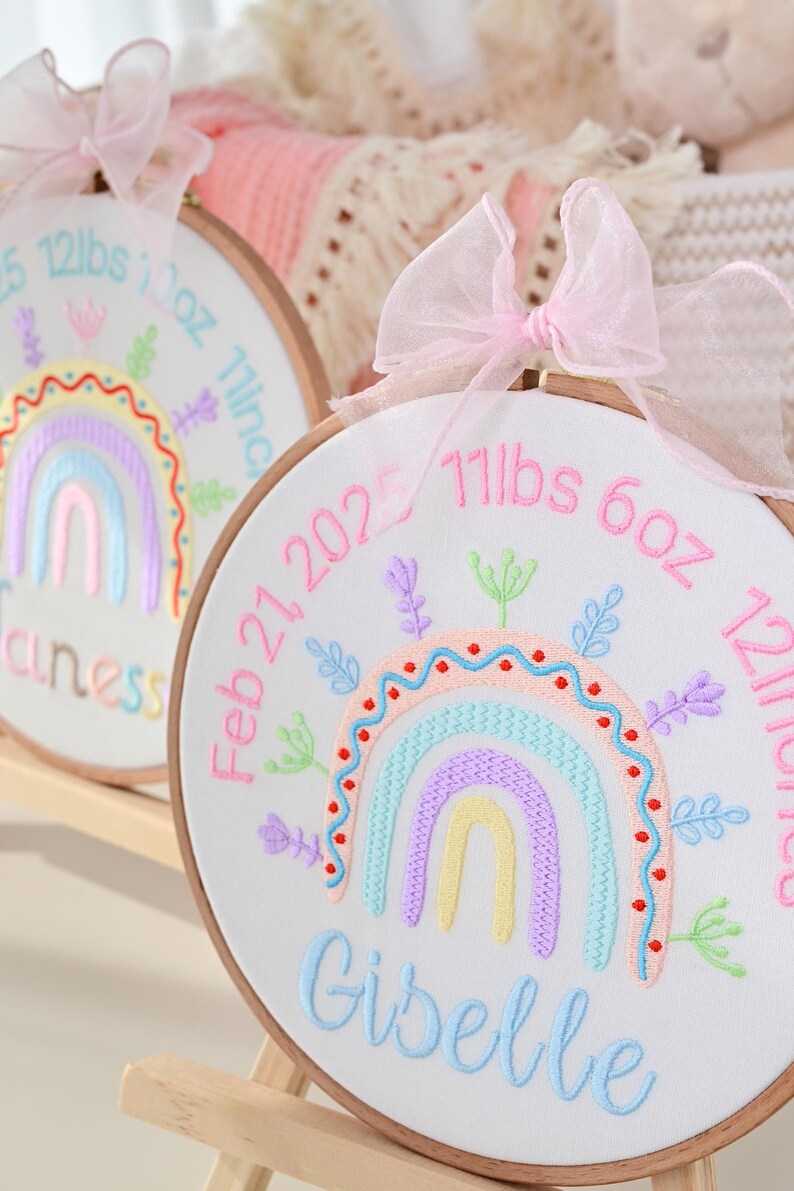 Baby Hospital Sign Rainbow Baby Announcement Round Name Sign Baby Name ...