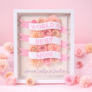 Custom Name Floral Shadow Box: Paper Flower Wall Art
