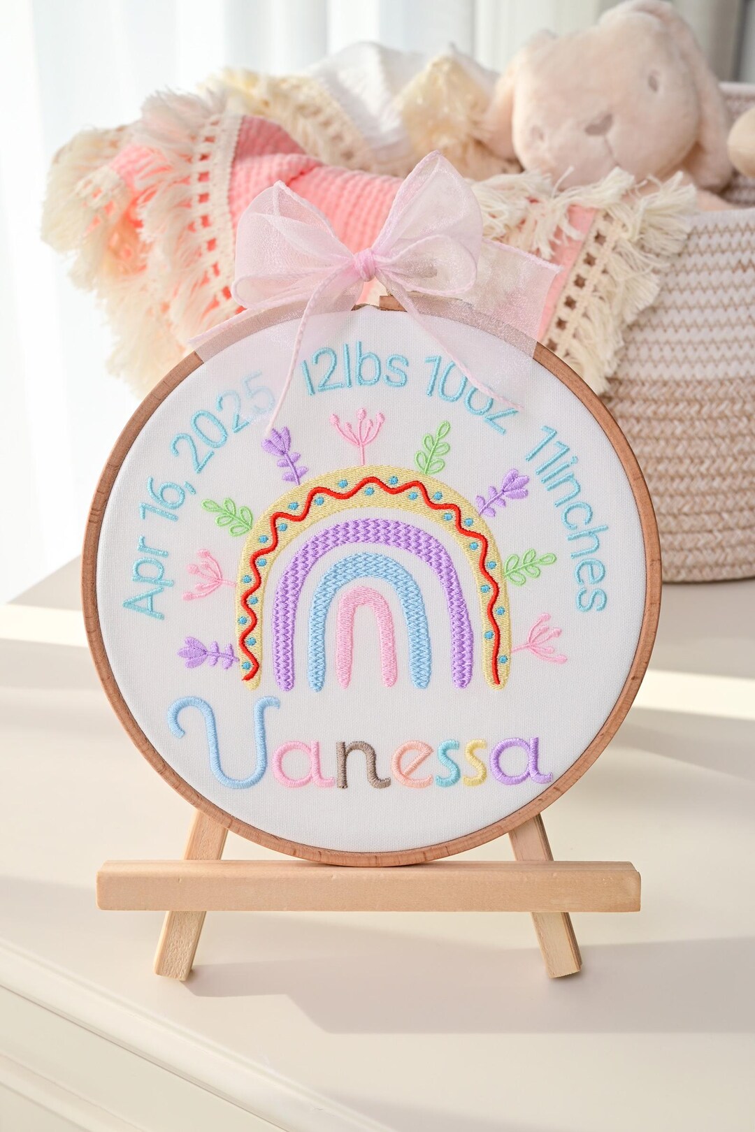 Baby Hospital Sign Rainbow Baby Announcement Round Name Sign Baby Name ...