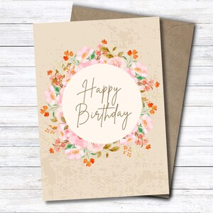 Birthday Card, Printable, Print 11 in by 8.5 in - Cut and Fold to 5 in by 7 in, PDF Format -