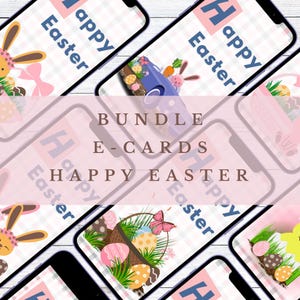 Bundle Cartes pâques - E-cartes - Lapin de pâques et sa voiture - version mobile, jpg, png- à envoyer en sms ou sur les réseaux sociaux