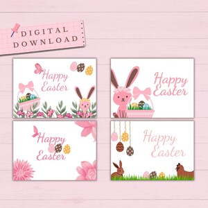 Lot de 4 Cartes pâques Imprimable- impression 8,5 pouces par 11 pouces et A4  - coupé et plié  à 5 pouces par 7 pouces et A6 - anglais