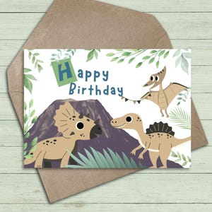 Cartes anniversaire Imprimable - Happy birthday dinosaur - version imprimable