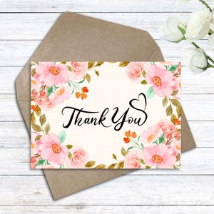 Carte de remerciement florale- version imprimable - pdf _Format UsLetter