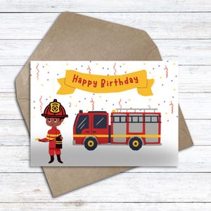 Cartes anniversaire Imprimable - Happy birthday firefighter - version imprimable