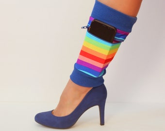 READY TO SHIP Rainbow Striped Spandex Ankle Wallet