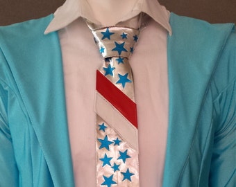 MADE TO ORDER David Bowie / Ziggy Stardust "Life on Mars" inspired Blue Stars Tie