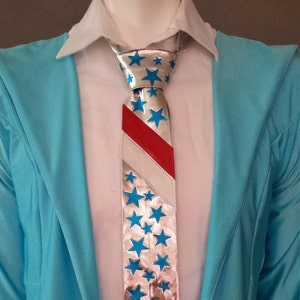 MADE TO ORDER David Bowie / Ziggy Stardust "Life on Mars" inspired Blue Stars Tie