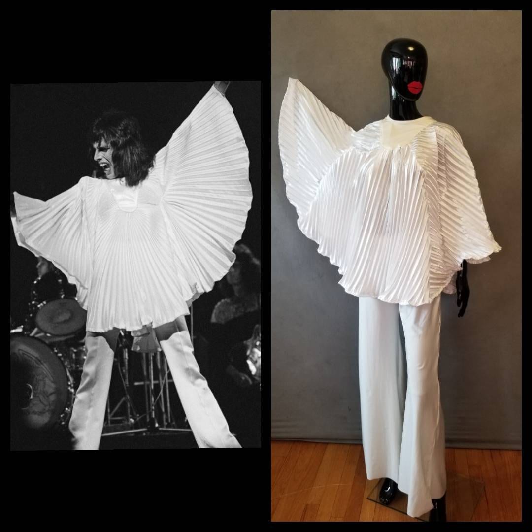 MADE TO ORDER Freddie Mercury Inspired Pleated Poncho and Pant for Women 